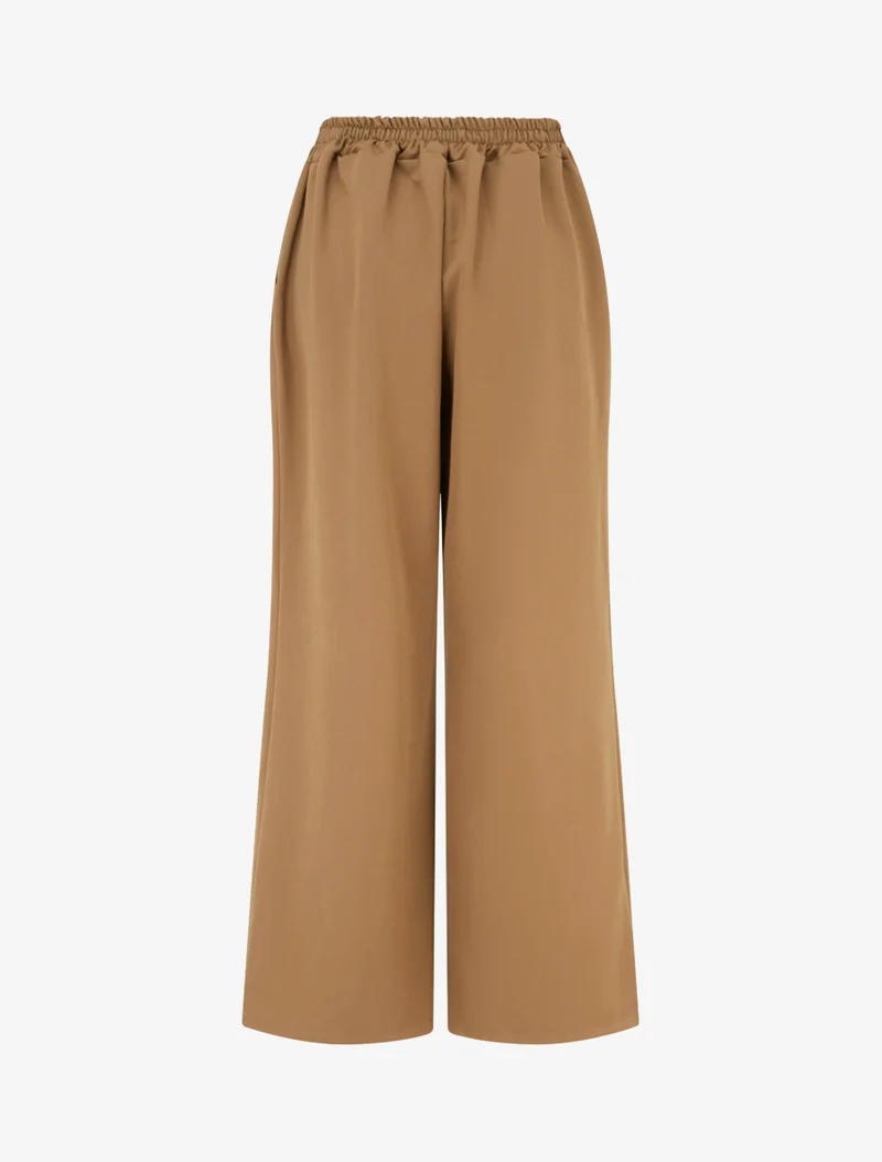 Weite Hose mit hoher Taille und Knöpfen - Kamel