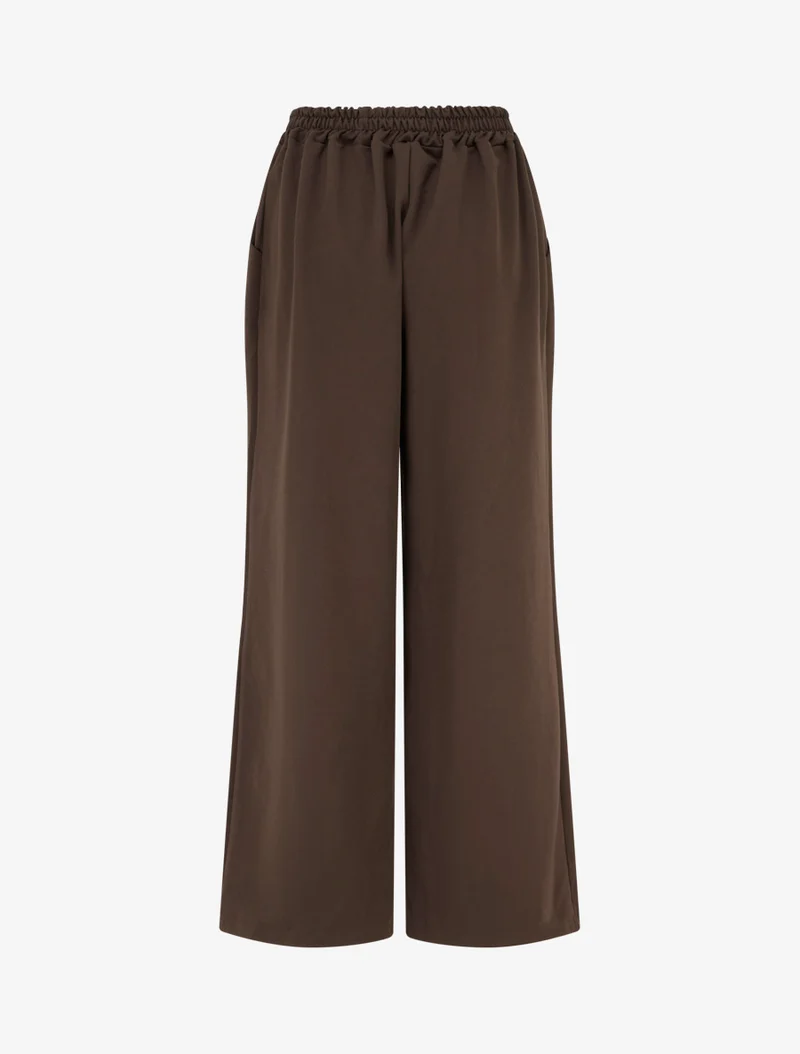Weite Hose mit hoher Taille und Knöpfen - Braun