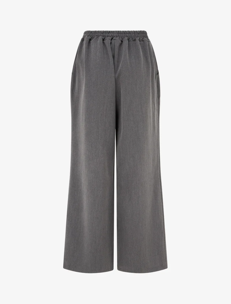 Weite Hose mit hoher Taille und Knöpfen - Grau
