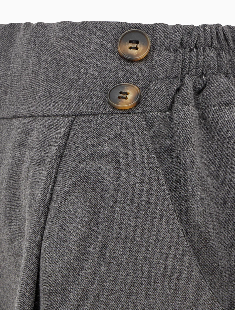 Weite Hose mit hoher Taille und Knöpfen - Grau