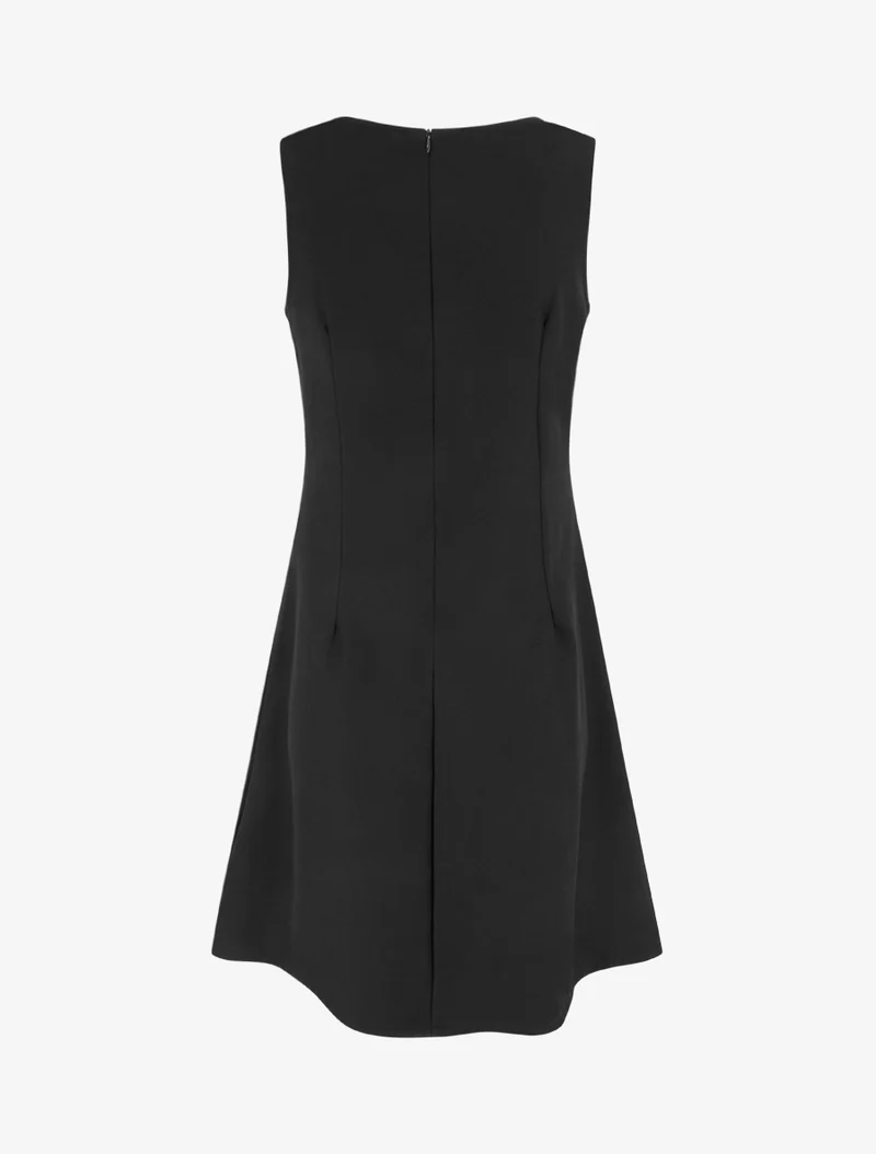 Ärmelloses Kleid mit Schmuckeinsatz - Schwarz