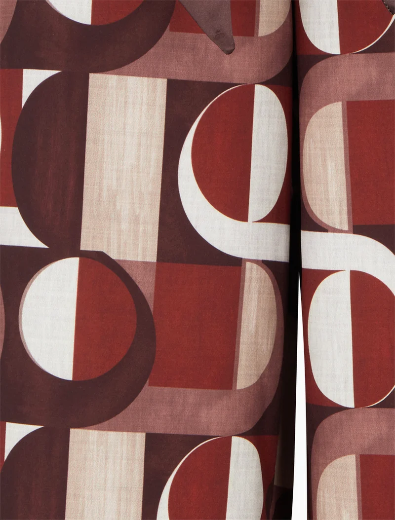 Weite Hose mit Retro-Print - Ziegelrot