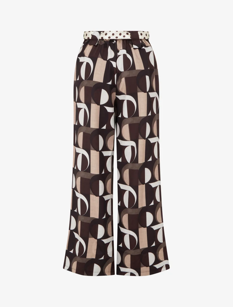 Weite Hose mit Retro-Print - Braun