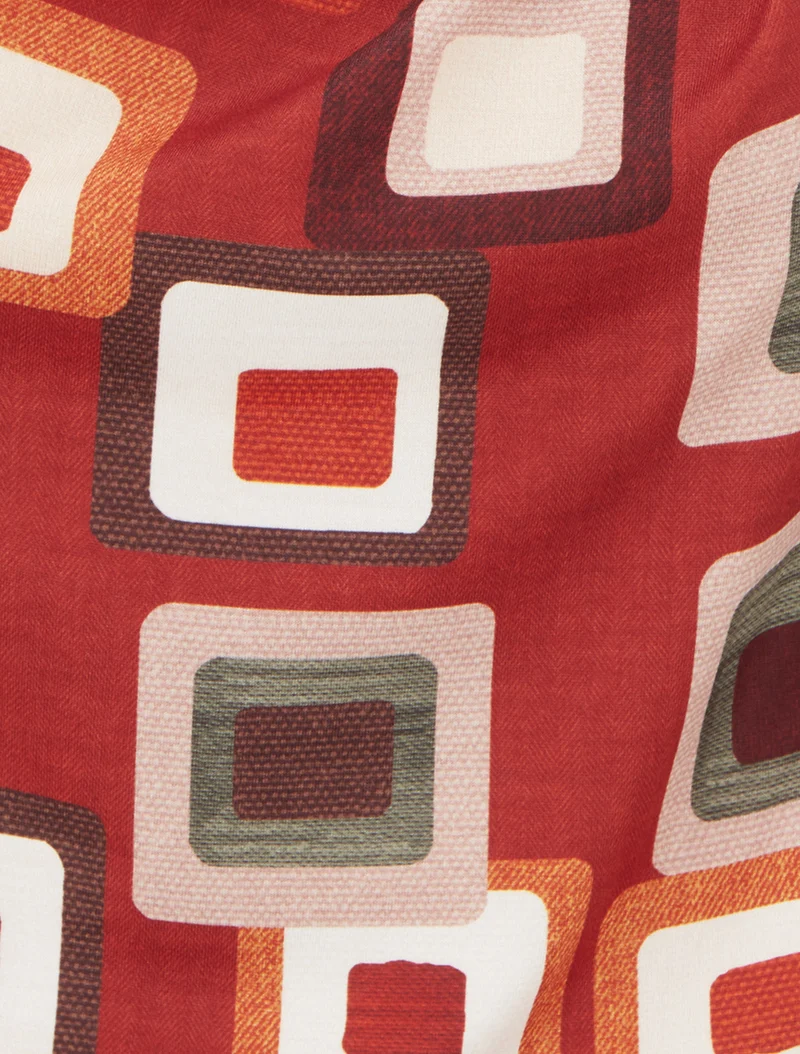 Retro-Print-Top mit Wasserfallausschnitt - Rot