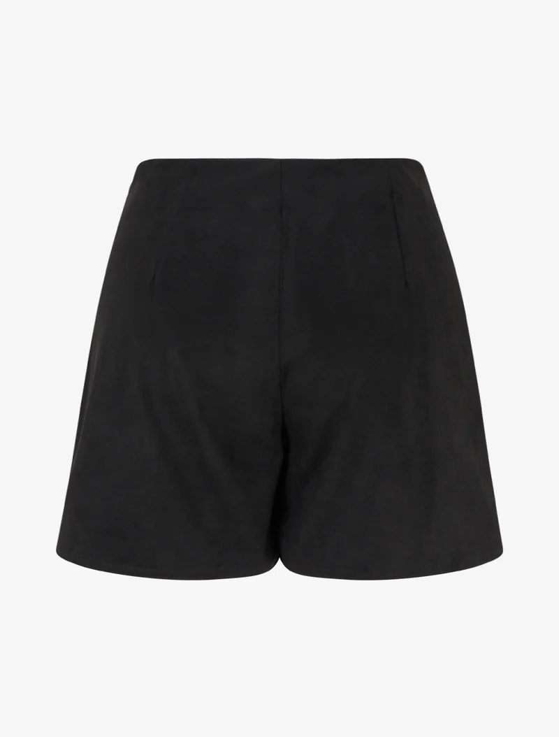 Kurzer Rock im Wildleder-Look mit Drapierungseffekt - Schwarz