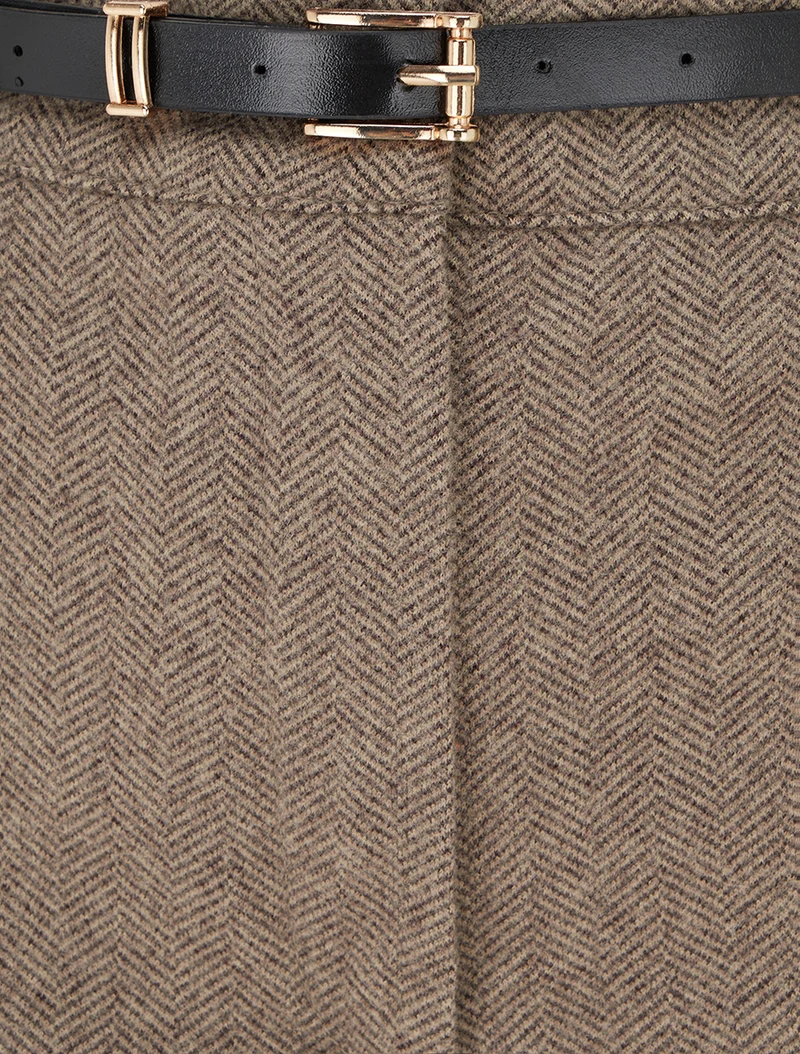 Kurze weite Shorts aus Flanell mit Fischgrätenmuster - Maulwurf
