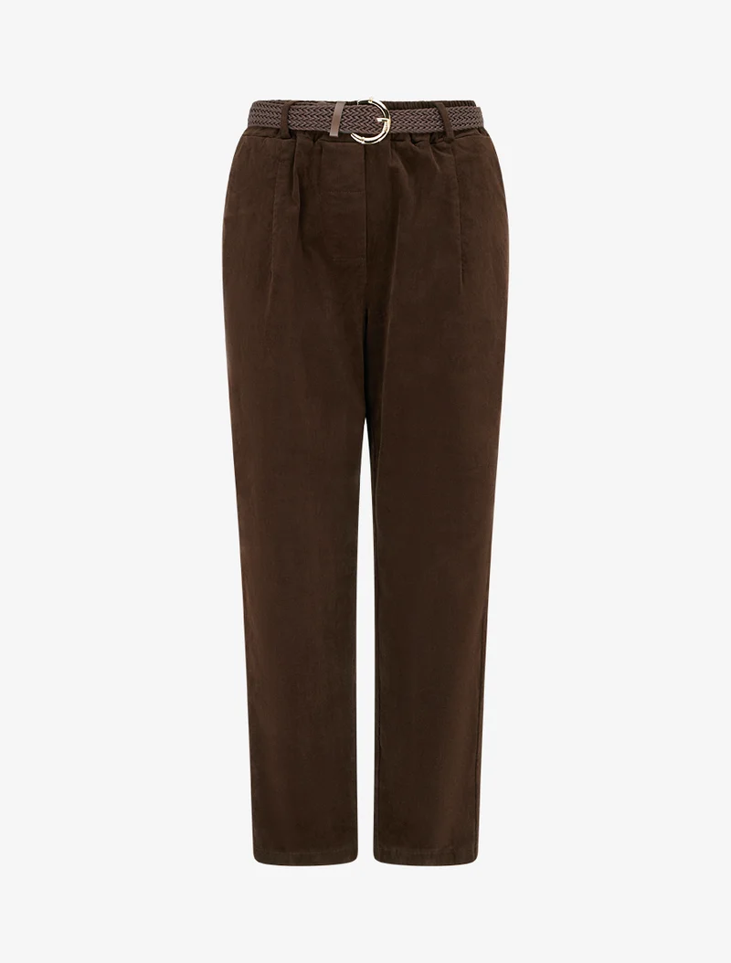 Paperbag-Hose im Cord-Look - Braun