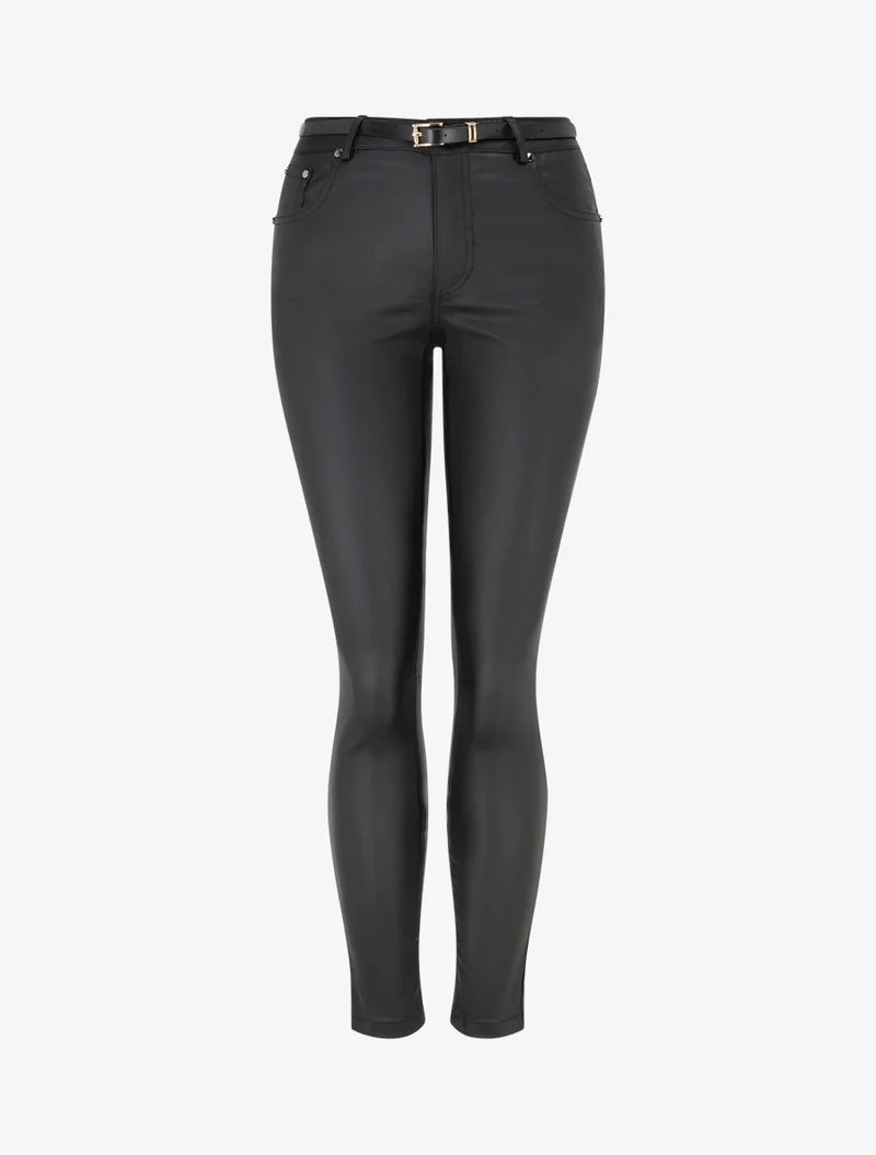 Beschichtete Skinny-Hose - Schwarz