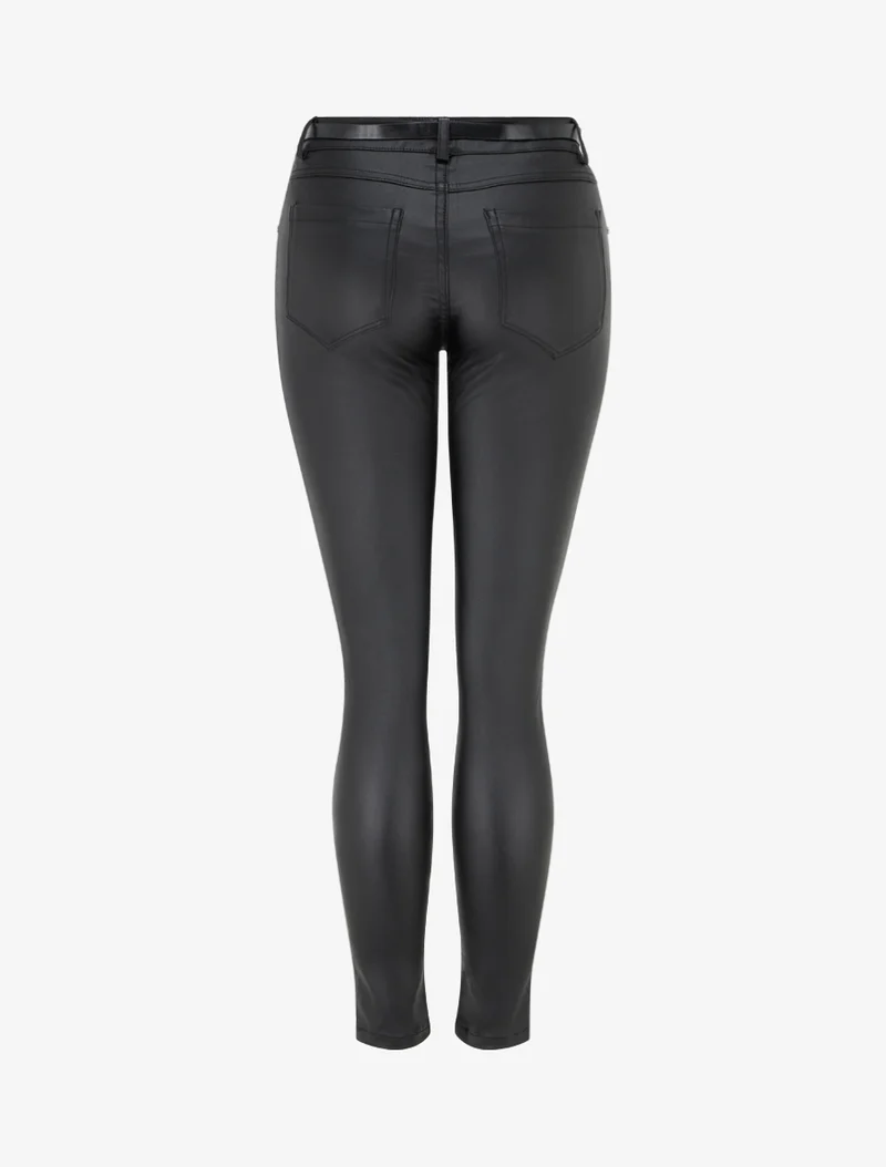 Beschichtete Skinny-Hose - Schwarz