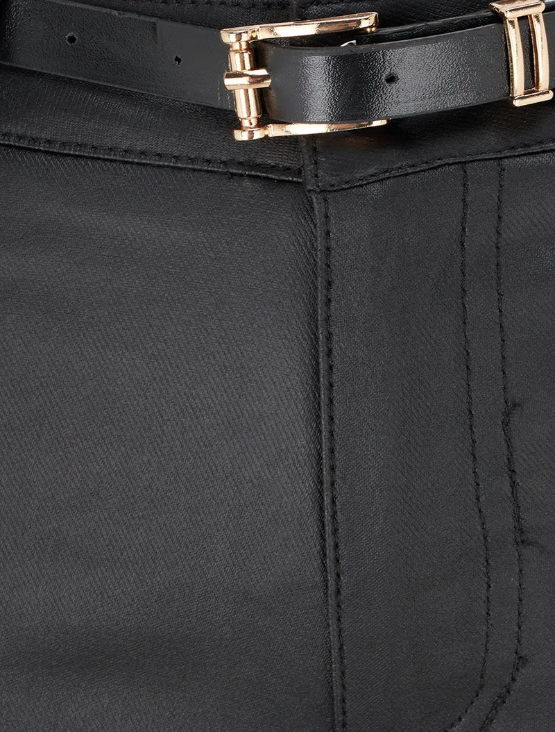Beschichtete Skinny-Hose - Schwarz