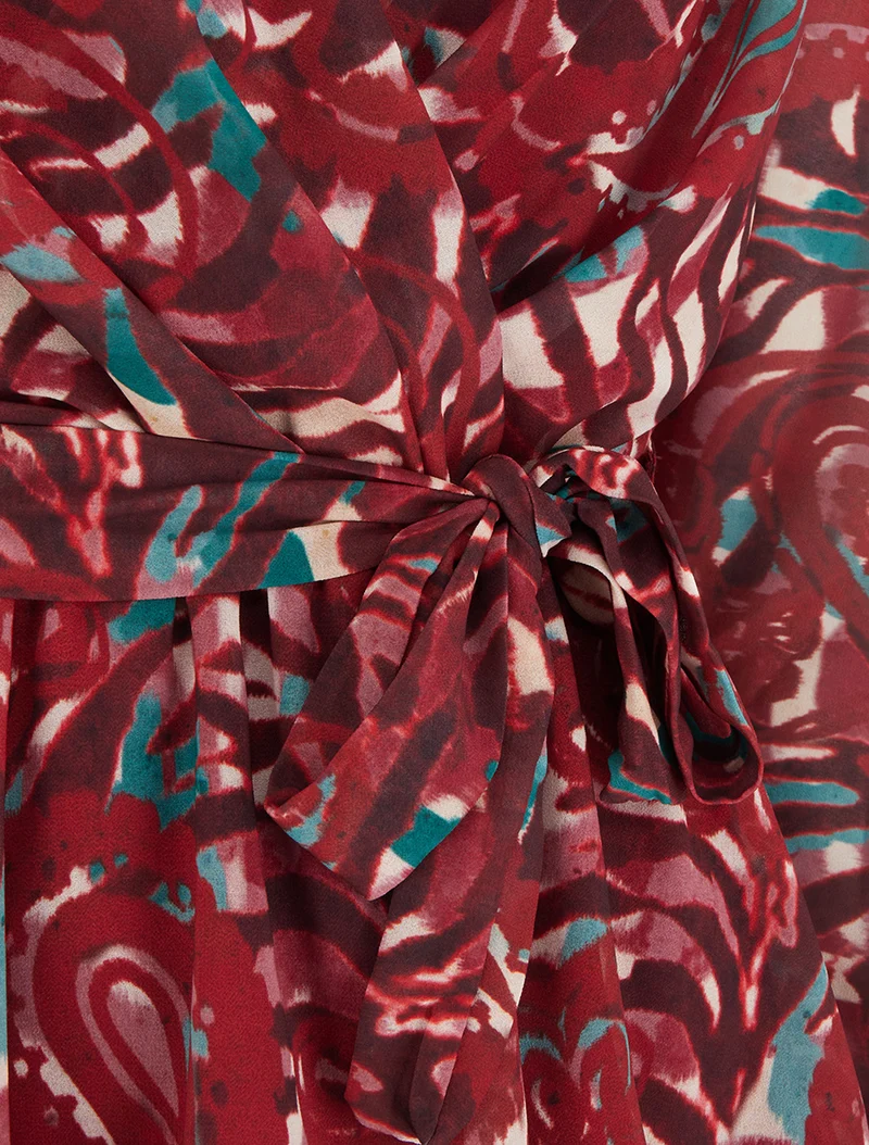 Cache-Cœur-Top mit stilisiertem Paisleymuster - Rot