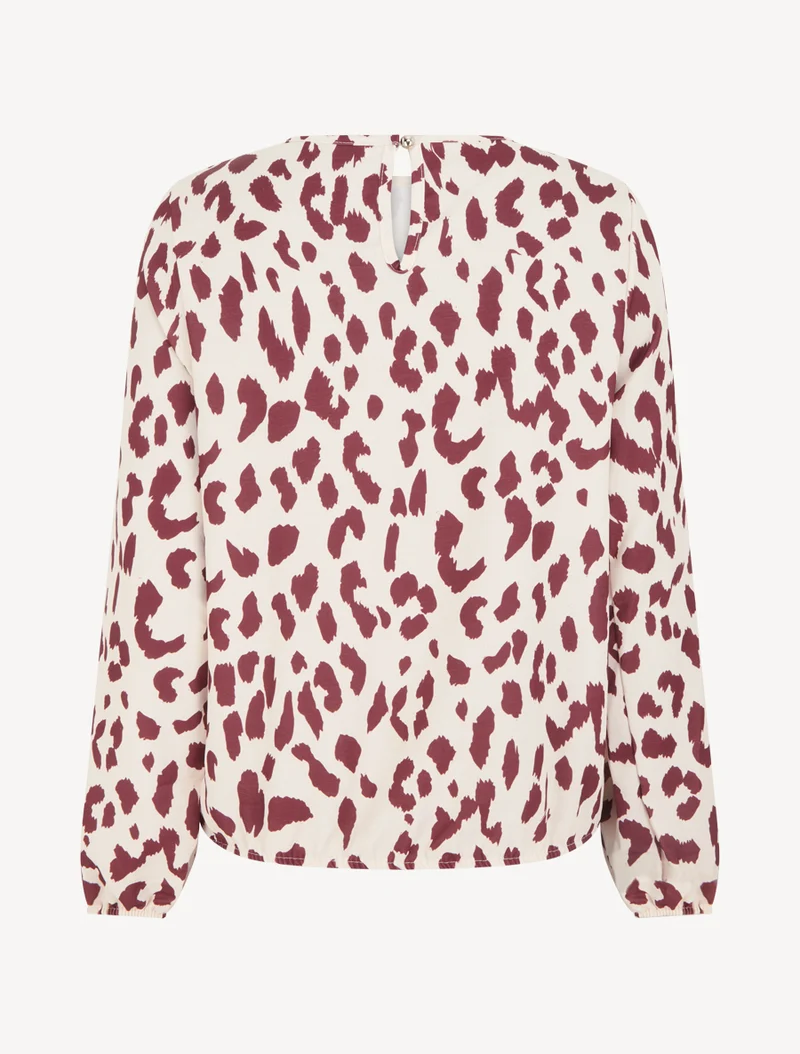 Rundhalsausschnitt Bluse mit Kuhdruck - Bordeaux