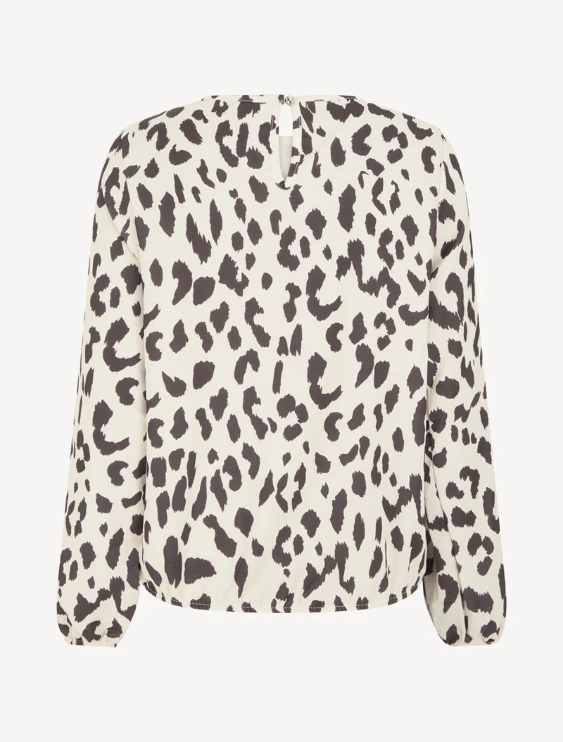 Rundhalsausschnitt Bluse mit Kuhdruck - Braun