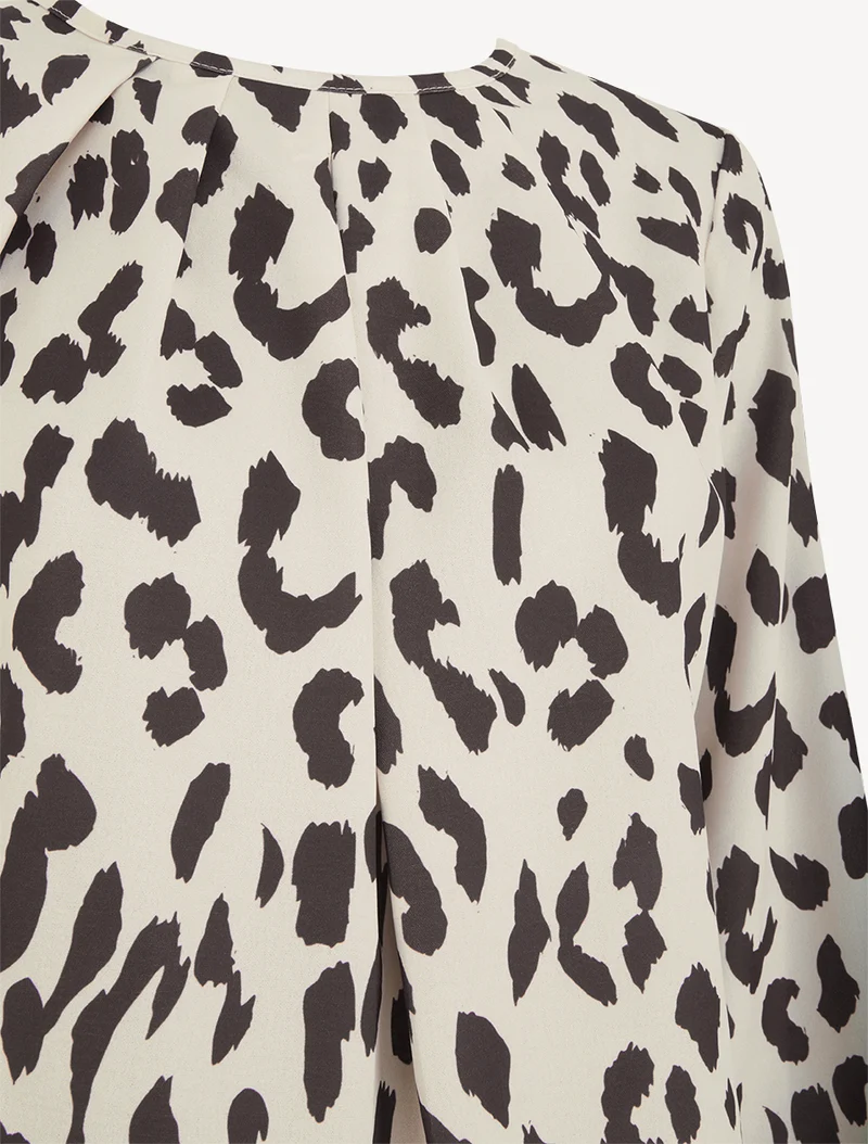Rundhalsausschnitt Bluse mit Kuhdruck - Braun