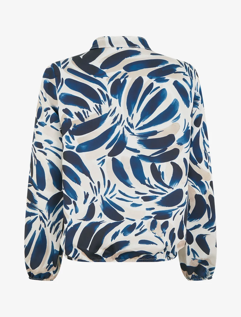 Satinierte Top mit abstraktem Druck - Marine