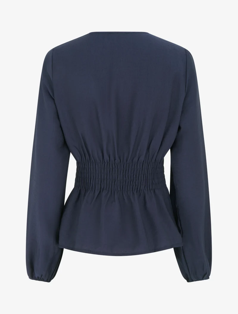 Einfarbige Bluse mit Wickelausschnitt - Marine