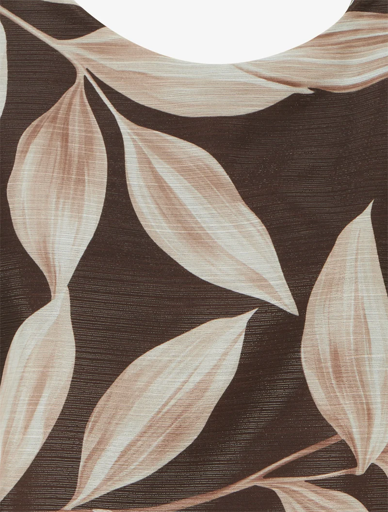 Bluse mit Blattmuster und schimmerndem Detail - Braun