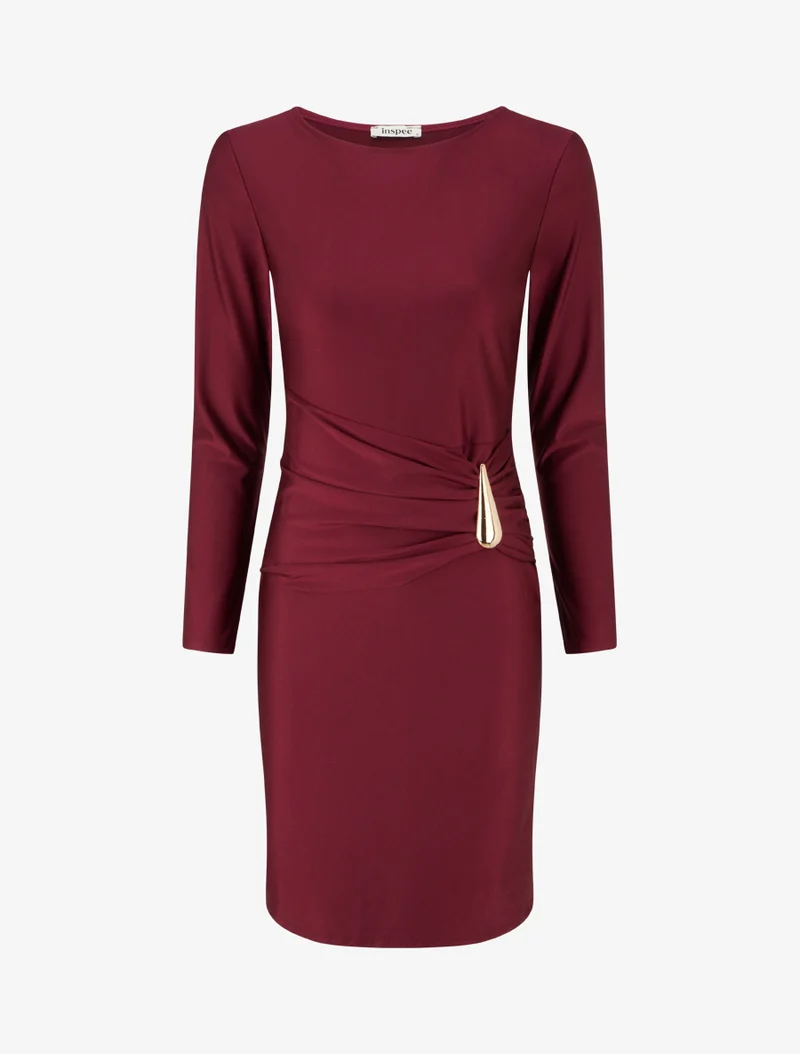 Midikleid mit Metallschmuck - Bordeaux