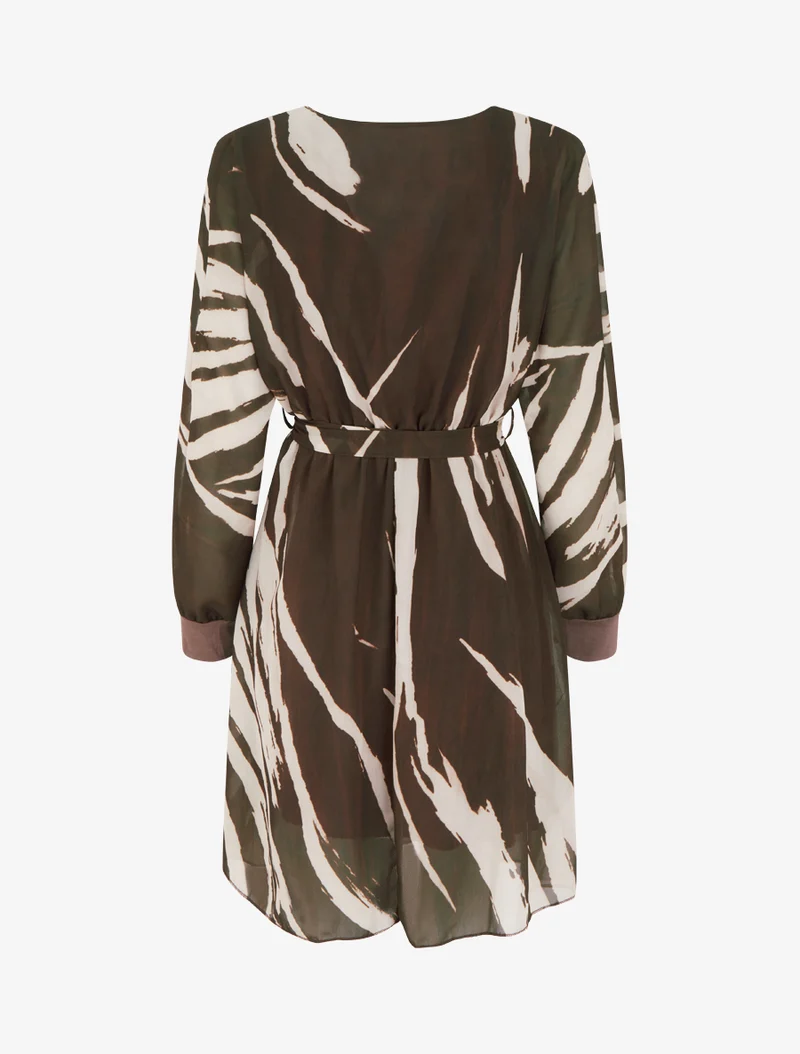 Ausgestelltes Kleid mit abstraktem Druck - Braun