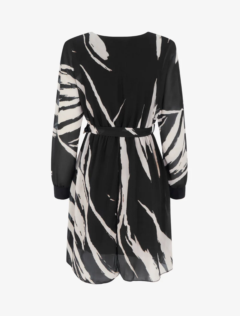 Ausgestelltes Kleid mit abstraktem Druck - Schwarz