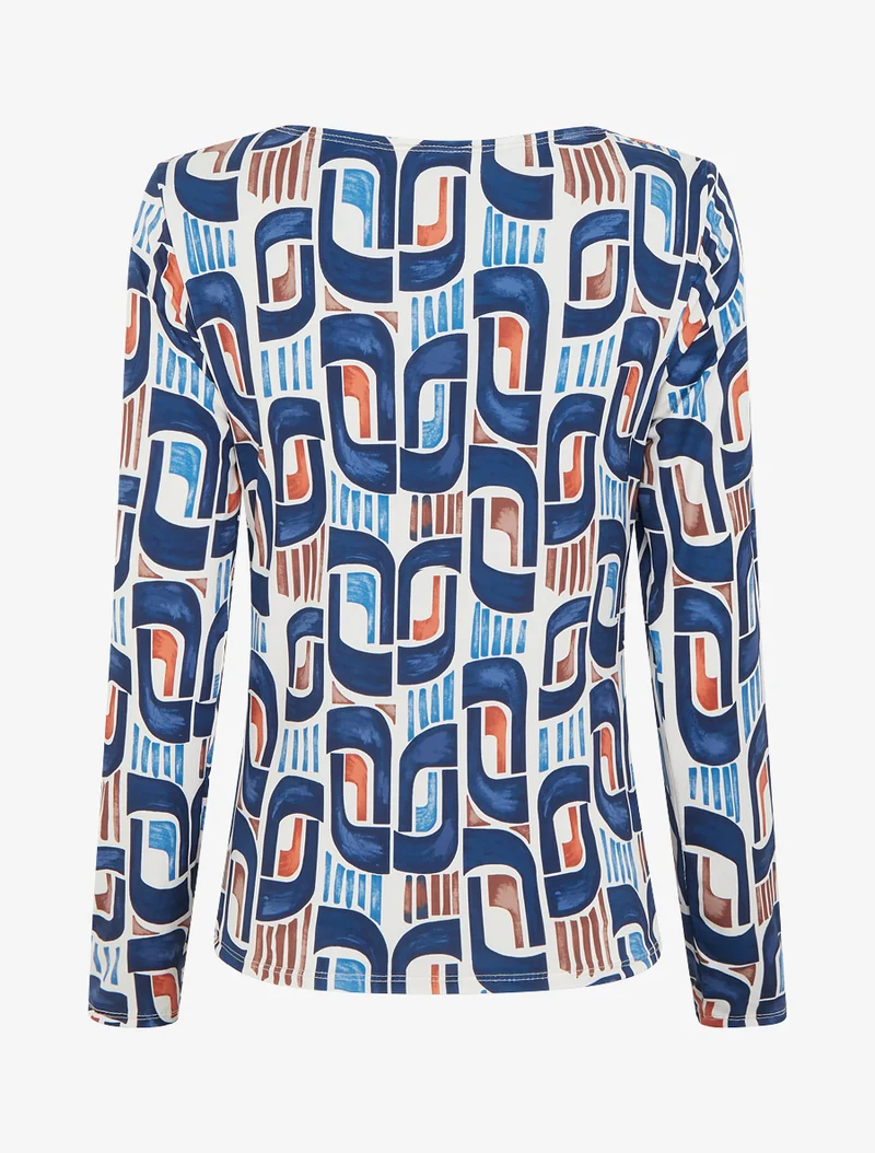 Retro bedrucktes Langarm-Top - Marine
