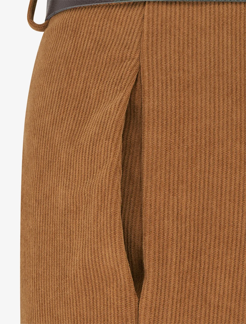 Gerippte einfarbige Hose - Kamel
