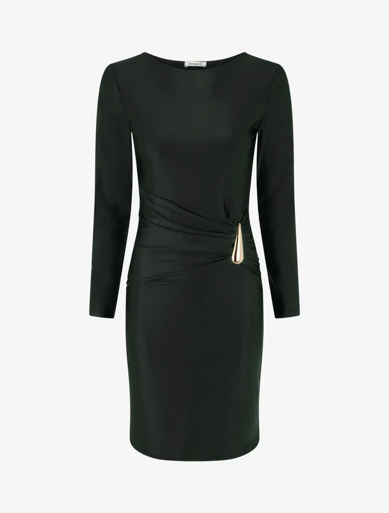 Midikleid mit Metallschmuck - Schwarz
