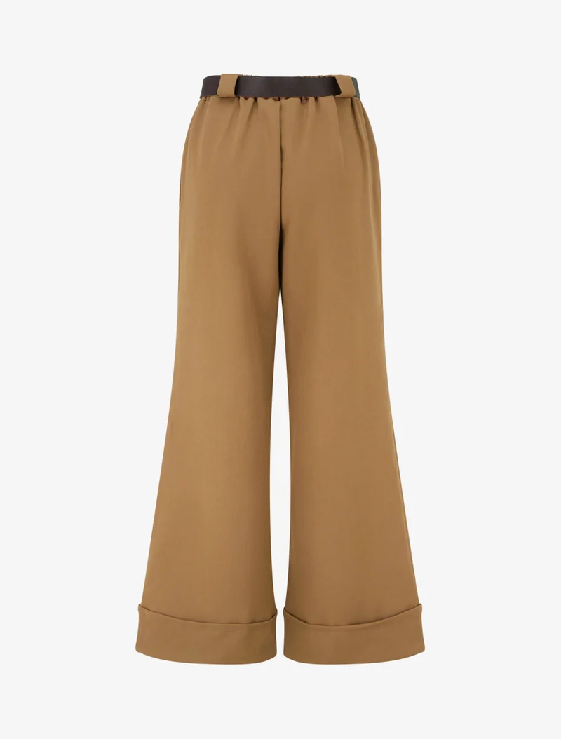 Hose mit hoher Taille und Umschlag - Kamel