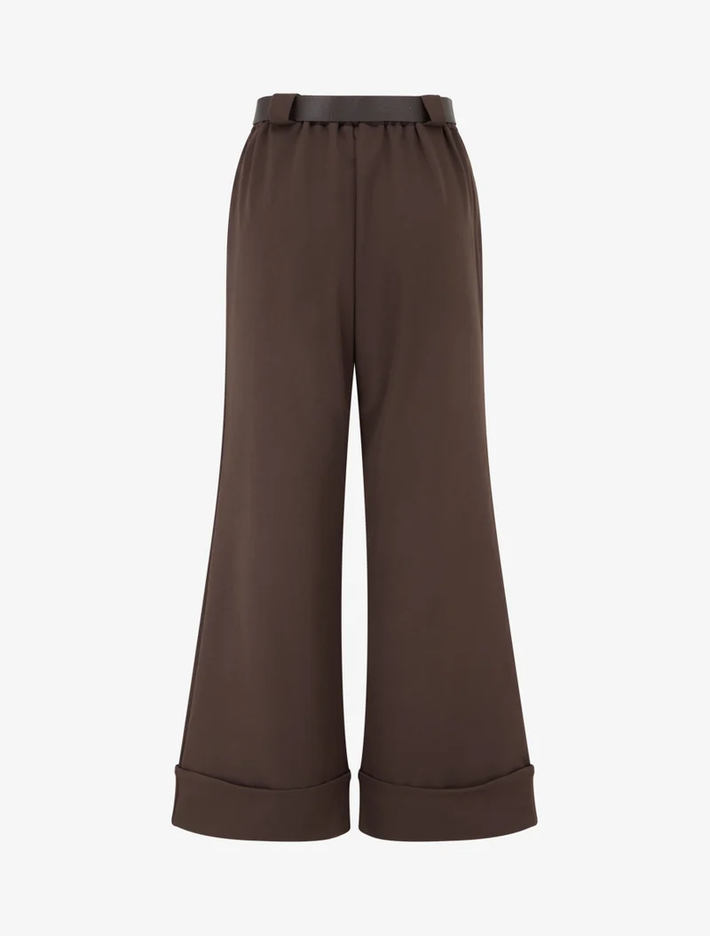 Hose mit hoher Taille und Umschlag - Braun