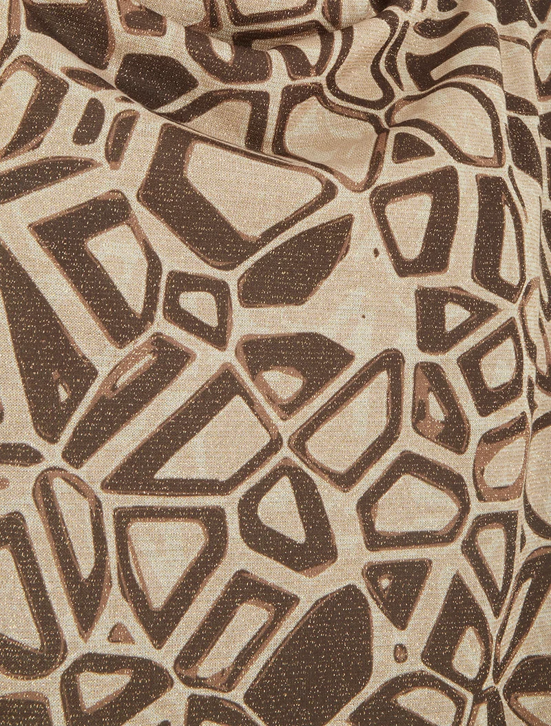 Irisierendes Top mit Wasserfallausschnitt und grafischem Print - Braun