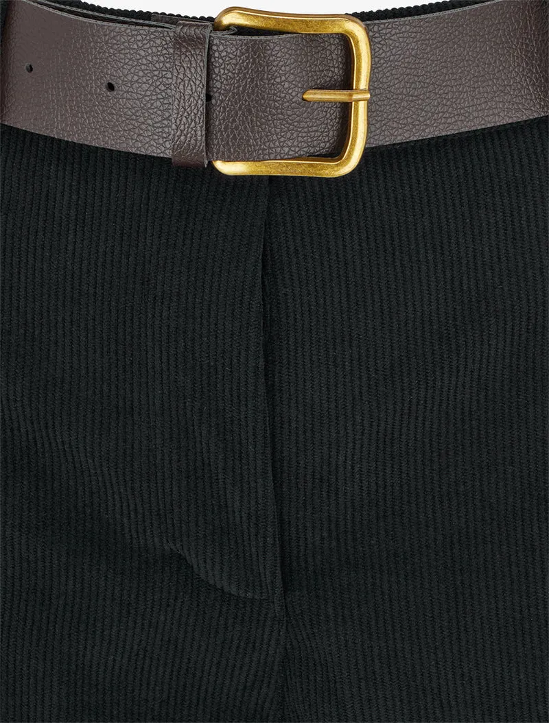 Gerippte einfarbige Hose - Schwarz