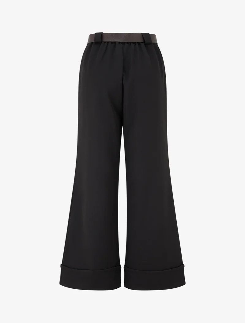 Hose mit hoher Taille und Umschlag - Schwarz