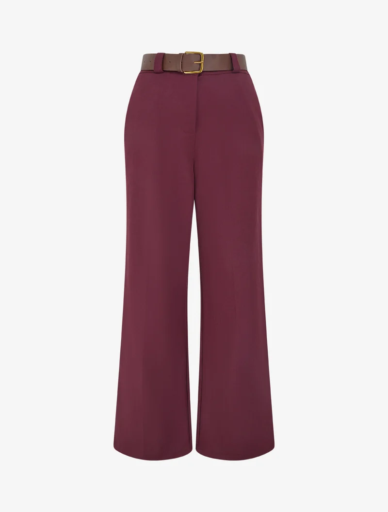 Elastische Hose mit weitem Schnitt - Weinrot