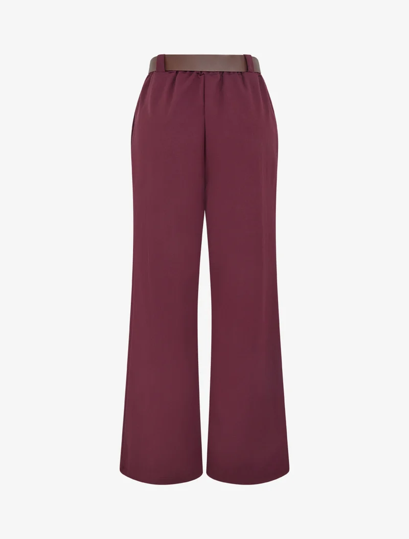 Elastische Hose mit weitem Schnitt - Weinrot