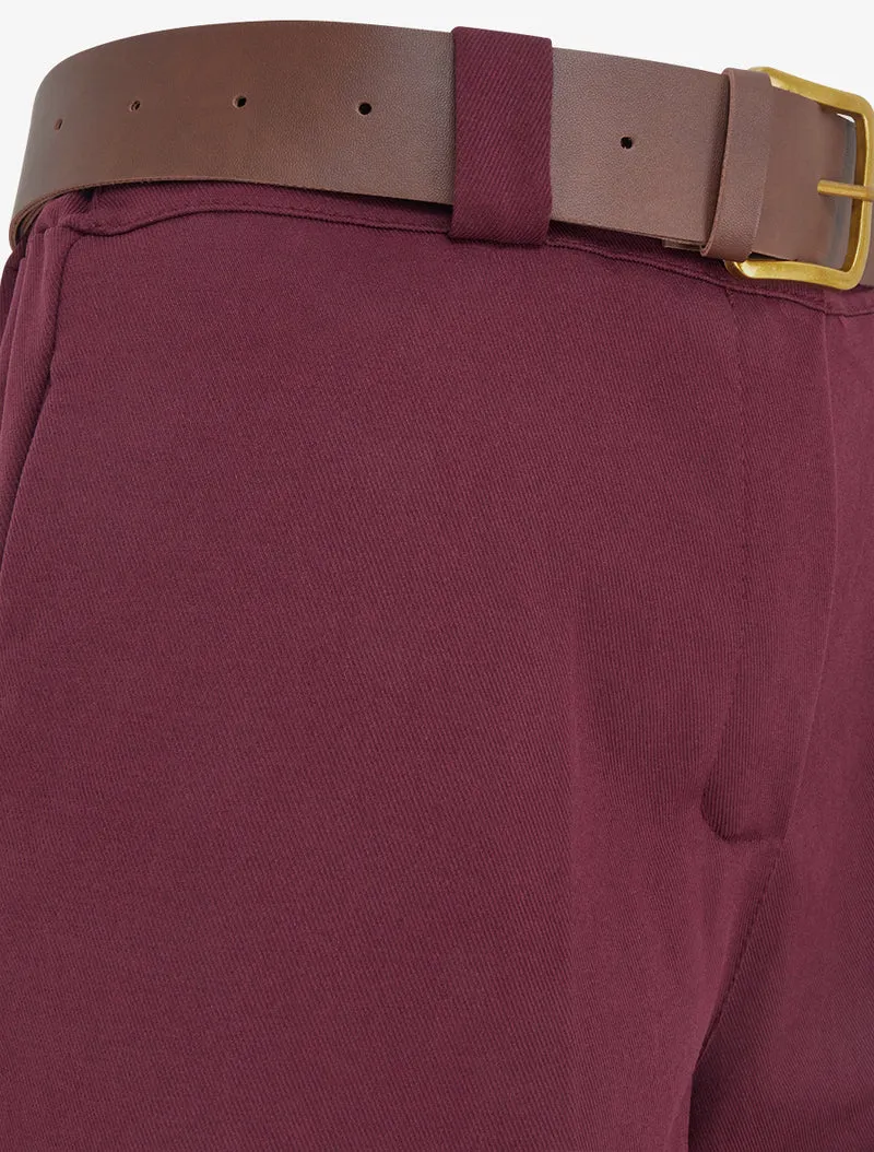 Elastische Hose mit weitem Schnitt - Weinrot