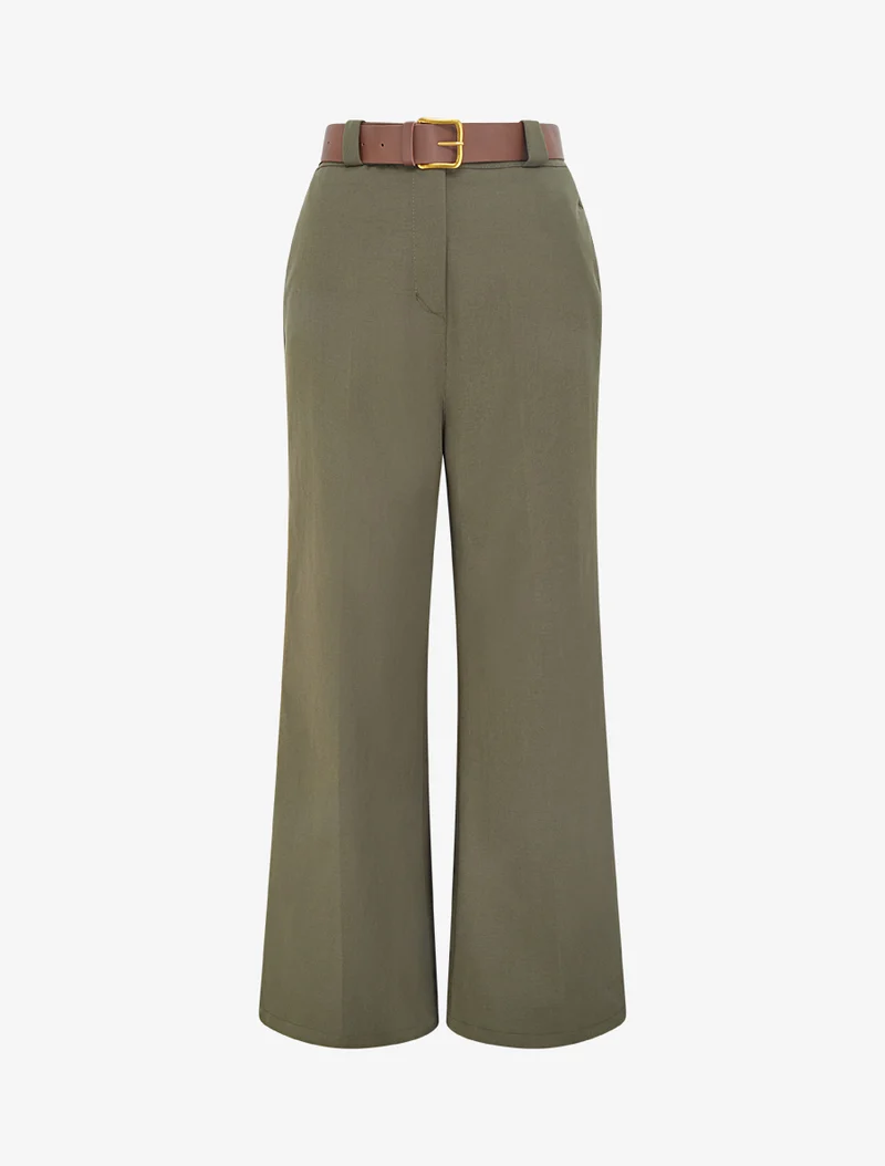 Elastische Hose mit weitem Schnitt - Kaki