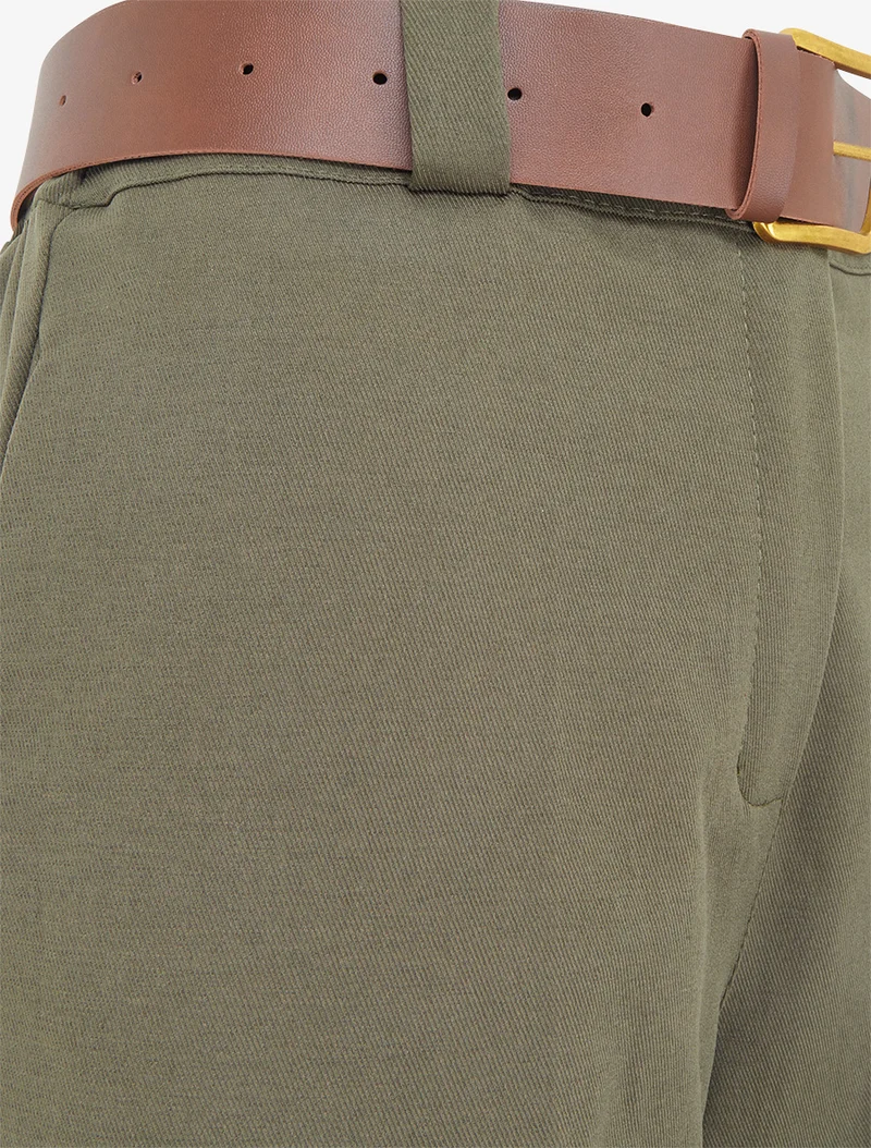 Elastische Hose mit weitem Schnitt - Kaki
