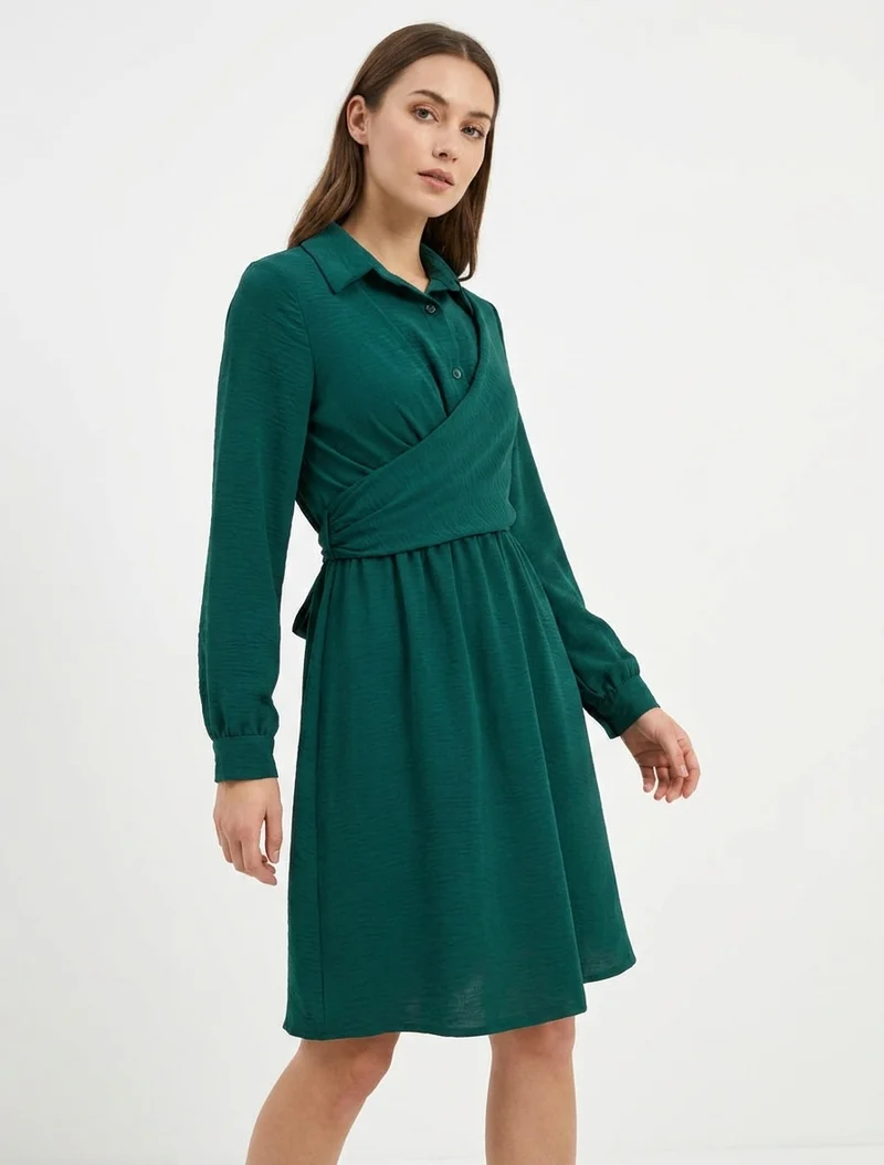 Wickelhemdkleid - Dunkelgrün