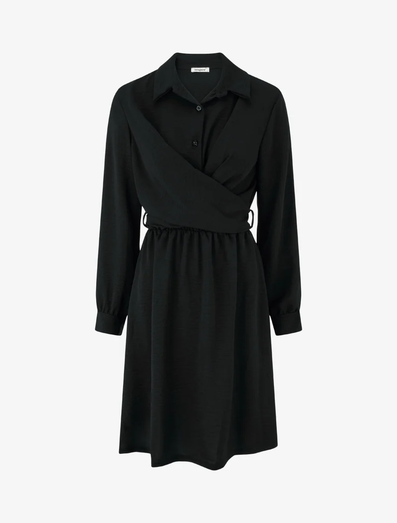 Wickelhemdkleid - Schwarz