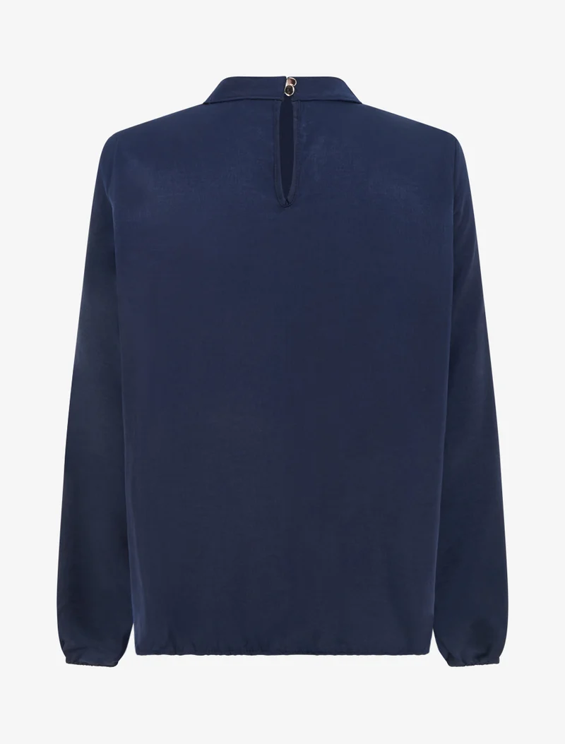 Satinbluse mit elastischen Bündchen - Marine