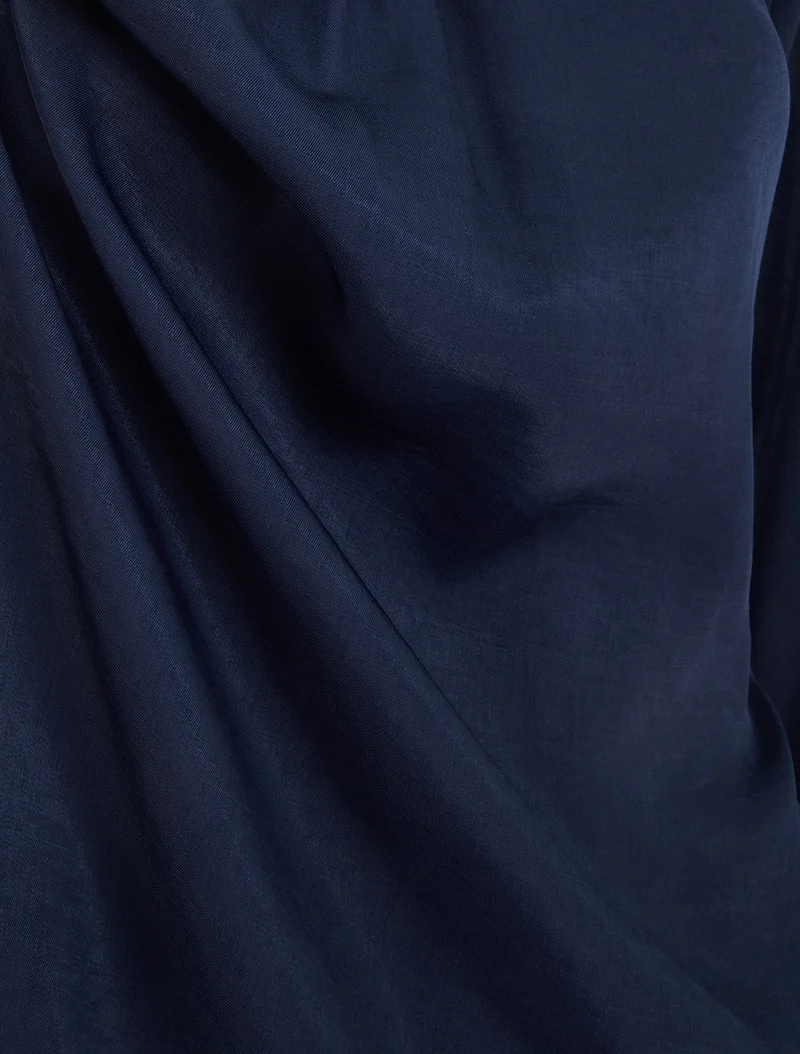 Satinbluse mit elastischen Bündchen - Marine