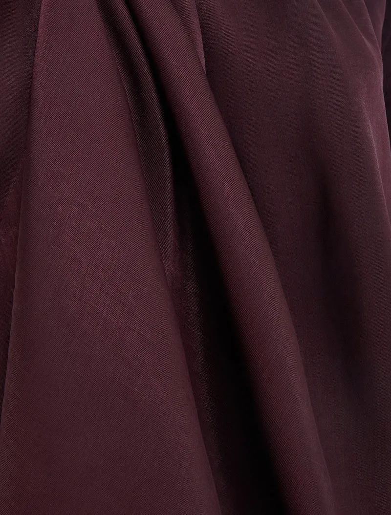 Satinbluse mit elastischen Bündchen - Pflaume