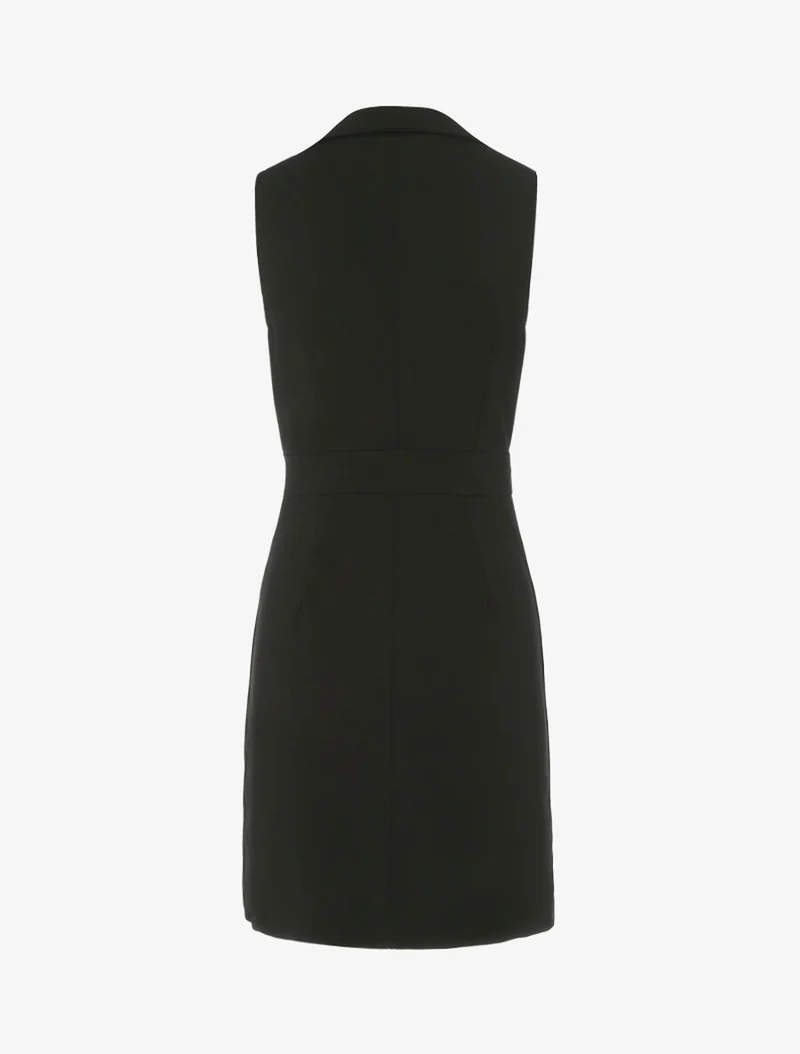 Wickelkleid mit kontrastierenden Knöpfen - Schwarz