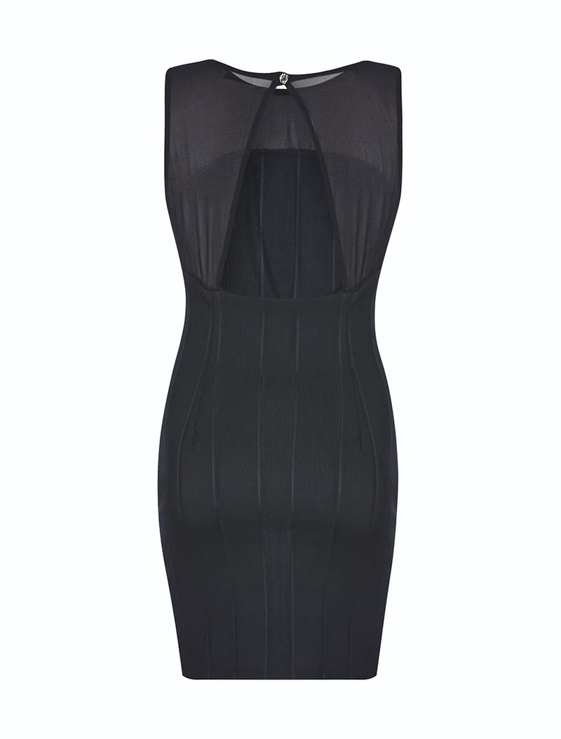 Rückenfreies Stretchkleid - Schwarz