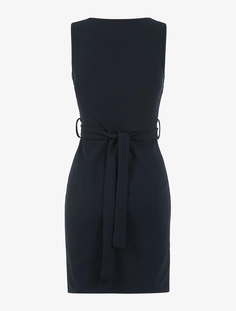 Kleid mit Gürtel zum Binden am Rücken - Schwarz