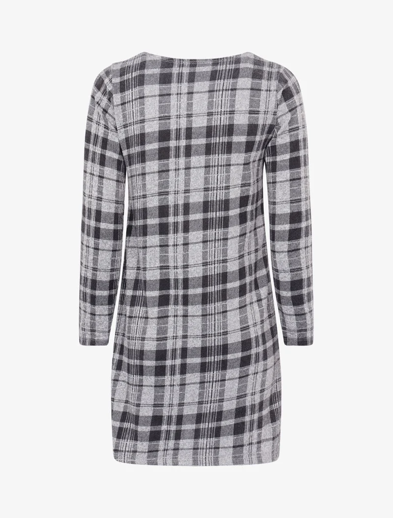 Kleid mit Tartan-Muster - Hellgrau