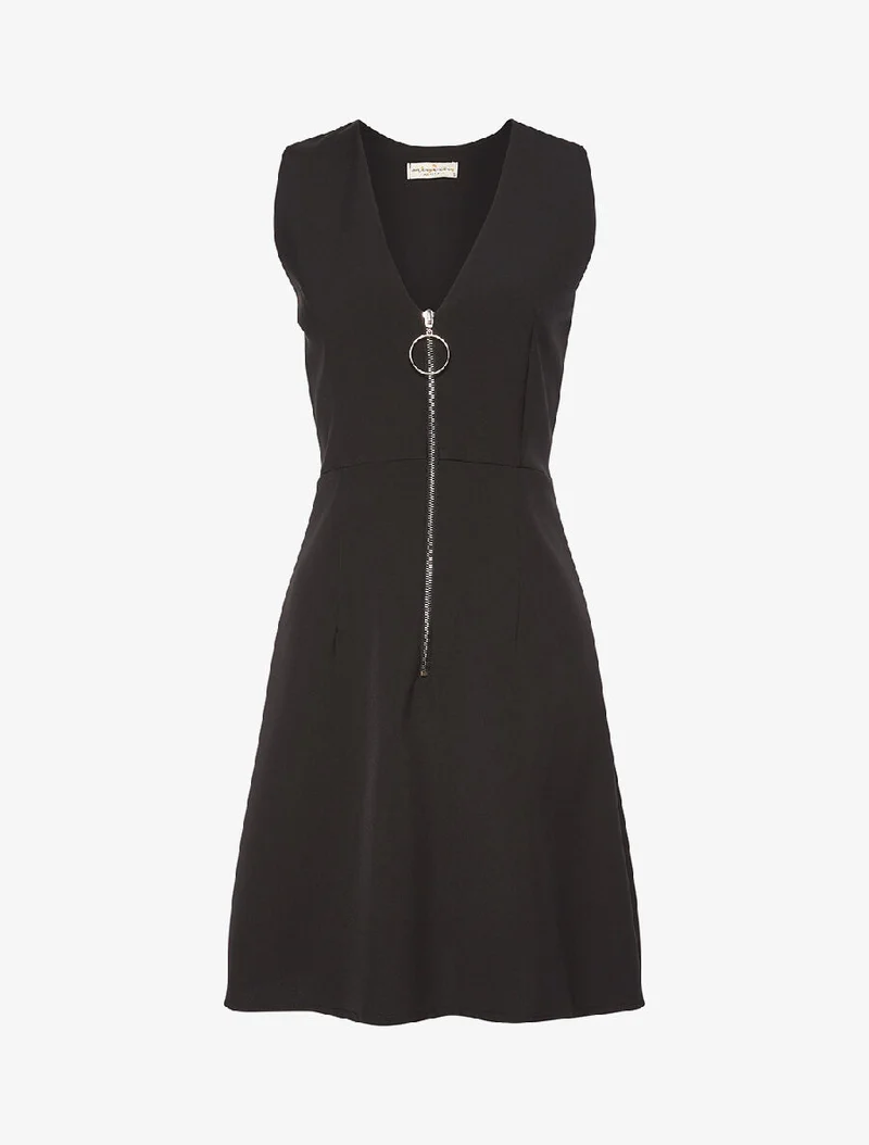 Großes Reißverschlusskleid - Schwarz