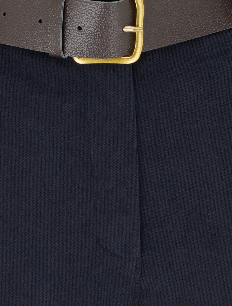 Hoch taillierte Cordshorts - Marine
