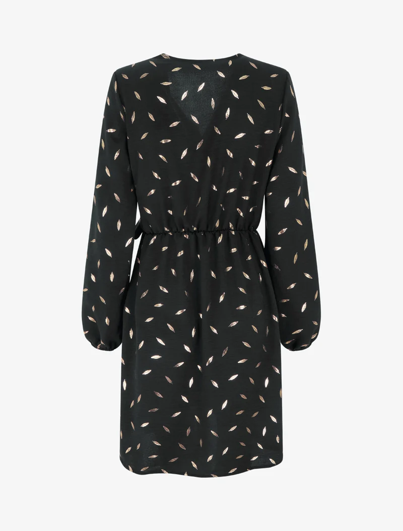 Elastisches Kleid mit schimmernden Federn - Schwarz