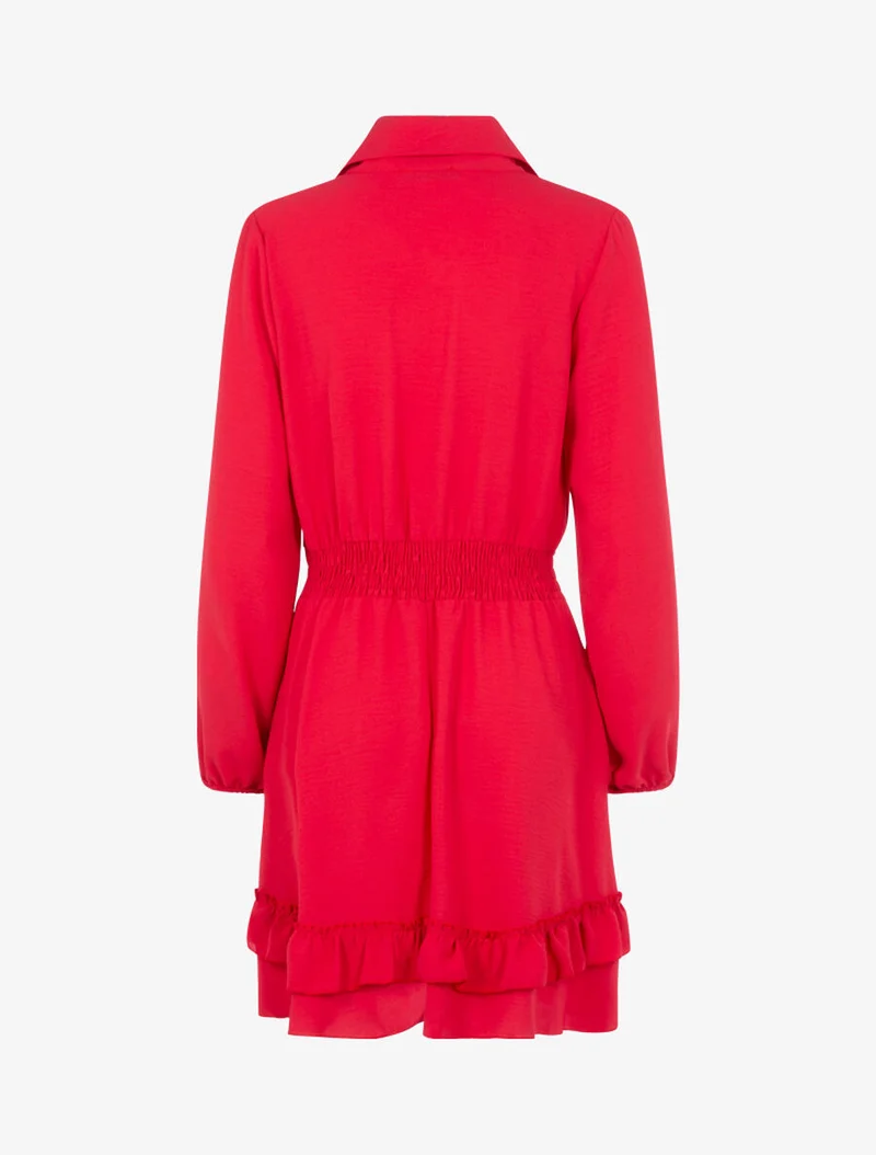 Skaterkleid mit Volantkante - Rot